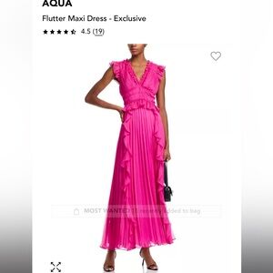 Aqua Vibrant Pink Flutter Maxi Dress
